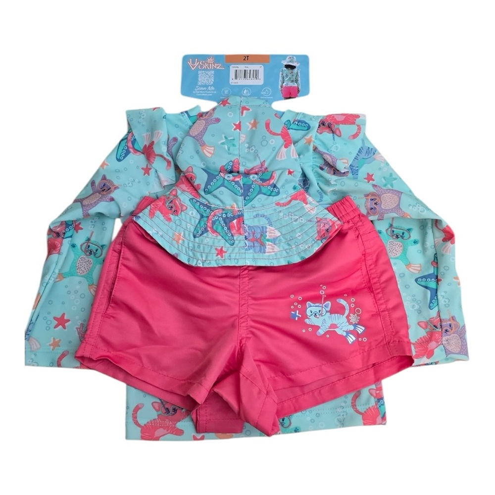 NWT UV Skinz Kids' 3-piece Swim Set 2T UPF 50+